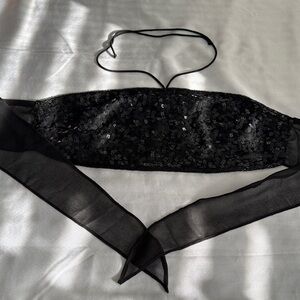 Passport Black Sequin Crop Top